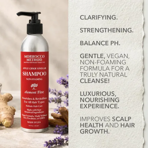 Vista 2 de Morrocco Method Champú de vinagre de sidra de manzana, 100% natural y crudo. Unisex. Para todo tipo de cabello y cuero cabelludo. Sin SLS, parabenos
