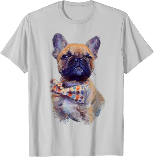 Vista 21 de Camiseta de bulldog francés con estampado realista, artística de bulldog francés, Negro, S