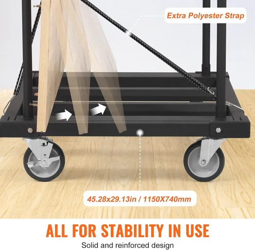 Vista 3 de VEVOR Carrito de mesa plegable, carrito de mesa resistente con ruedas giratorias de 5 pulgadas, carrito de plataforma de paneles de yeso de 1800