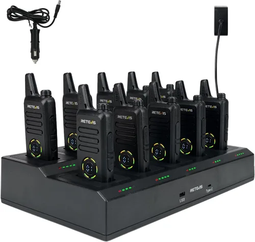Vista 15 de Retevis RT22S Walkie Talkies para adultos, radio de 2 vías con auricular, pantalla de canal, recargable, radio bidireccional FRS portátil, mini