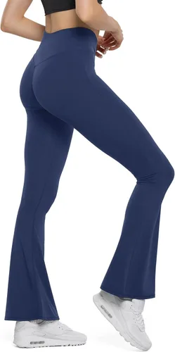 Vista 57 de HEGALY Pantalones de yoga acampanados para mujer, leggings cruzados, suaves, de cintura alta, pantalones casuales de entrenamiento con corte de bota