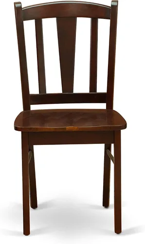 Vista 5 de East West Furniture ANDL3-MAH-W Juego de mesa y sillas de cocina de 3 piezas contiene una mesa de comedor redonda con pedestal y 2 sillas