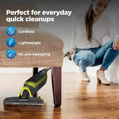 Vista 7 de Shark VACMOP - Trapeador de vacío inalámbrico para suelos duros, incluye 2 almohadillas VACMOP desechables y una solución VACMOP de 12 onzas, gris