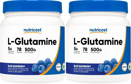 Vista 12 de Nutricost - L-glutamina en polvo, 17.6 onzas (sabor frambuesa azul)