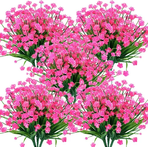 Vista 15 de Flores artificiales, 8 paquetes de plantas artificiales para exteriores, resistentes a los rayos UV, plantas artificiales, arbustos para interiores