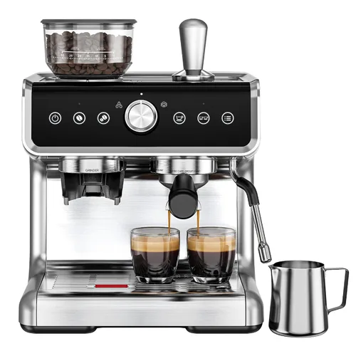 Vista 11 de EUHOMY Máquina de Espresso con Molinillo, Cafetera de 20 Bares con Varilla de Vapor para Espumar Leche, Máquinas de Café Espresso Profesionales