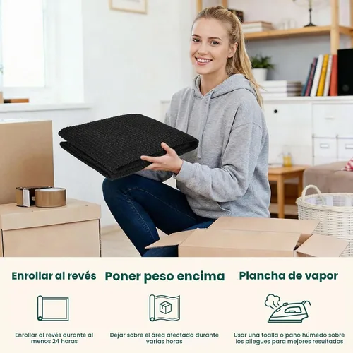 Vista 5 de KOZYFLY - Tapete para puerta de interior, lavable, pequeña, antideslizante, con respaldo de goma, felpudo de algodón para el hogar, color negro