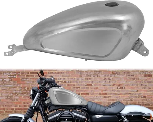 Vista 8 de Tanque de combustible para motocicleta de 3.3 galones, tanque de gasolina de 12.5 L, apto para Harley Sportster XL 883 1200 2007-2022 (estilo A)