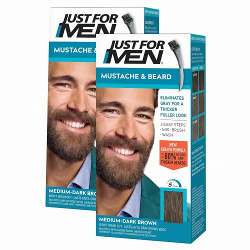 Vista 29 de Just For Men - Tinte para bigote y barba, tinte para barba para hombres con cepillo, incluye queratina, biotina, aloe vera y aceite de coco