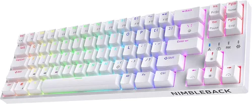 Vista 11 de LTC NB681 Nimbleback - Teclado mecánico con cable al 65%, retroiluminado RGB ultracompacto de 68 teclas para juegos con interruptor intercambiable