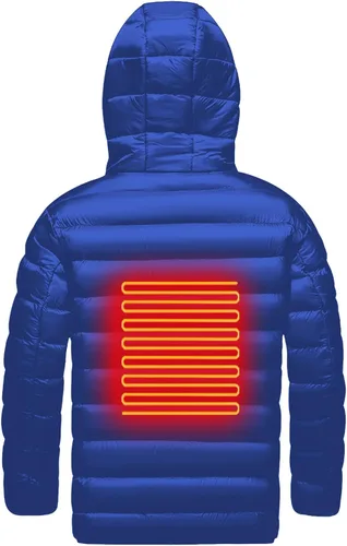 Vista 5 de DELESYS Chaqueta térmica para niños y niñas, abrigo cálido con capucha para niños y niñas, calentador eléctrico de cuerpo con carga USB