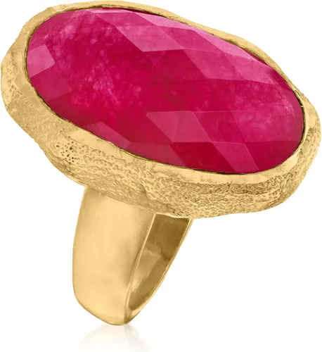 Vista 3 de Ross-Simons Anillo de cuarzo rosa de 25 quilates en oro de 18 quilates sobre ley Piedra preciosa cuarzo