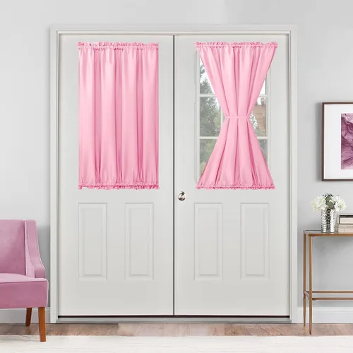 Vista 57 de Cortinas para puerta francesa, color aguamarina, 24 pulgadas de ancho x 40 pulgadas de largo, 1 panel Bolsillo para barra, semitransparente