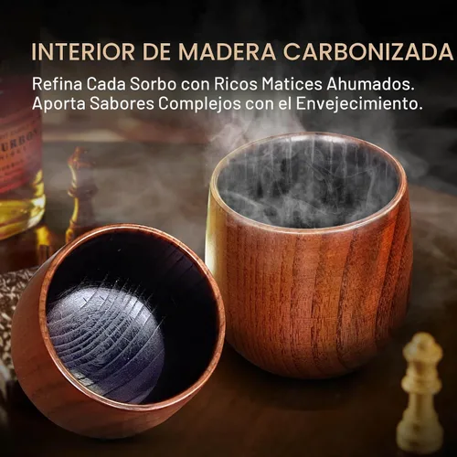 Vista 4 de HWISDMIG Vaso de madera carbonizada de 12 onzas, regalos de bourbon para 1 paquete carbonizado