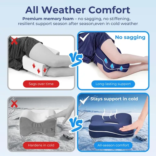 Vista 4 de Knee Pillow for Side Sleepers - 13" Lengthened Leg Pillow for Side Sleeping, Memory Foam with Airflow Hole, No Sagging/Stiffening, Helps Relieve