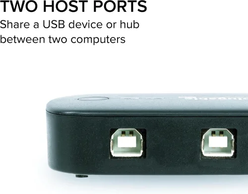 Vista 4 de Plugable Interruptor de uso compartido USB 2.0 para compartir un puerto de dispositivo USB con un botón entre dos computadoras