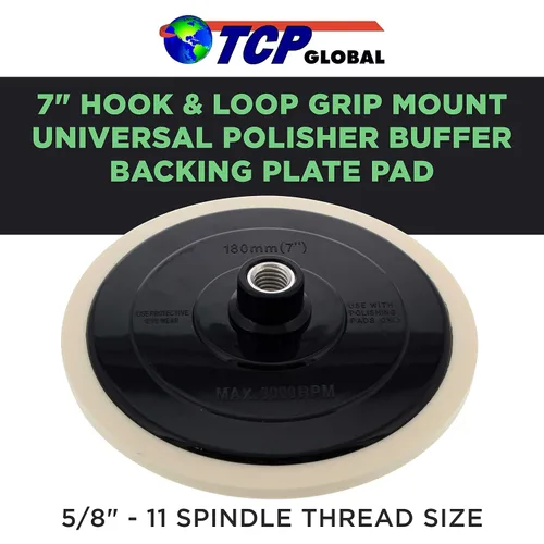 Vista 2 de TCP Global Marca Placa de respaldo de pulidora universal con soporte de agarre de gancho y bucle de 7", almohadilla, 5/8" - 11 roscas - Adjuntar