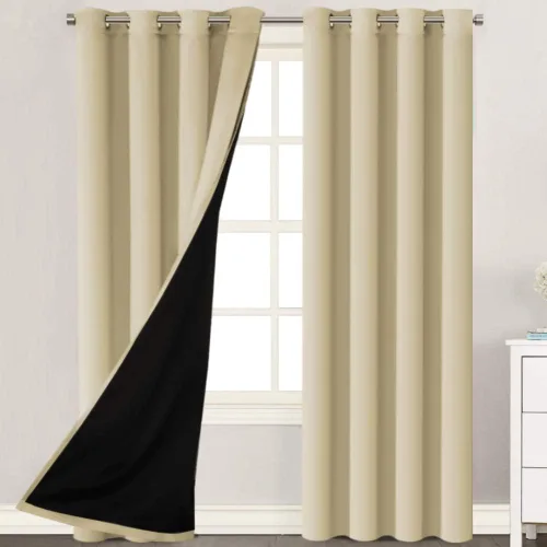 Vista 30 de H.VERSAILTEX Paneles de cortina 100% opacas de 45 pulgadas de largo, con aislamiento térmico, cortinas opacas con forro para dormitorio, dos capas