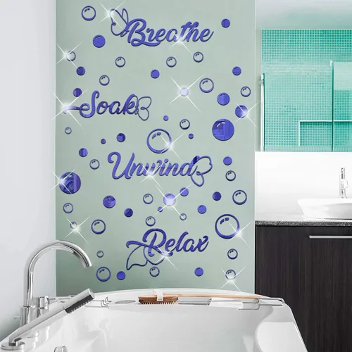 Vista 7 de 60 calcomanías de pared de espejo acrílico 3D, decoración de baño, bricolaje, espejo extraíble, calcomanías de pared, calcomanías decorativas