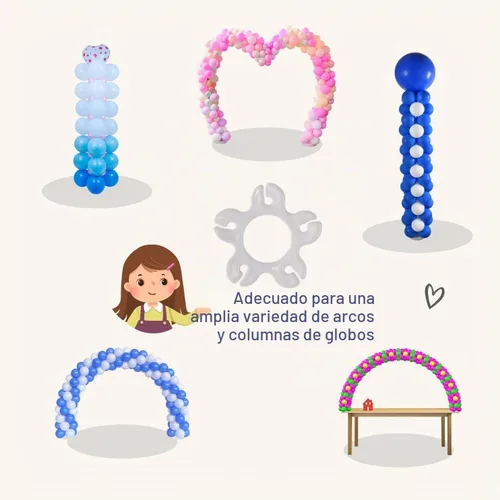 Vista 6 de Miliocry 100 clips de arco de globos, clips de globo reutilizables para arco de globos, suministros de globos de plástico para soporte, clips