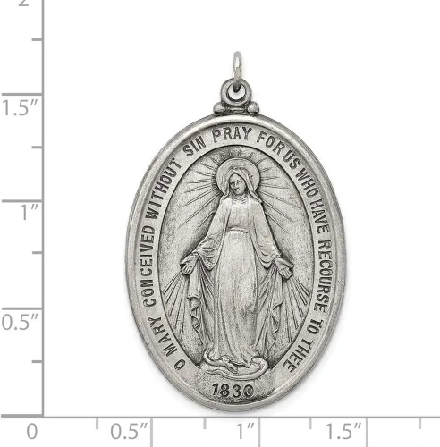 Vista 3 de Medalla milagrosa antigua de plata de ley 1654in 0984in estilo QC3493