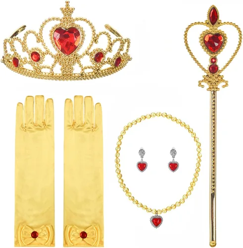 Vista 5 de Avady Disfraz de princesa Belle para niñas, disfraz de bestia de belleza, ropa de juego de rol, color amarillo