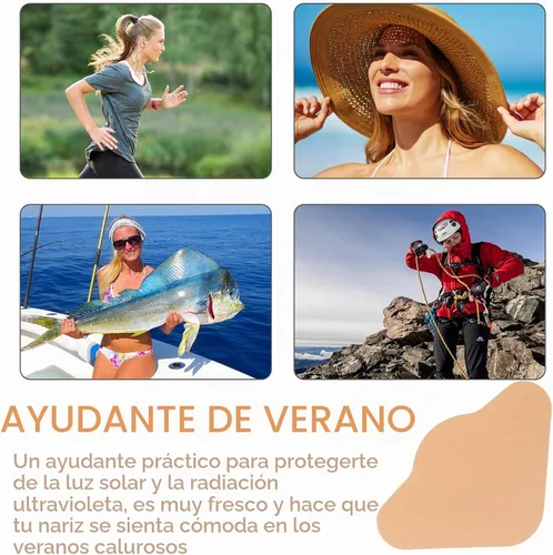 Vista 5 de 24 parches de protección solar para la nariz, para hombres y mujeres, deportes, color beige U-V Nose Guard, Adhesive Nose Cover Patch, Nose