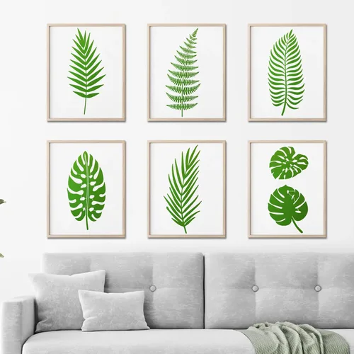 Vista 2 de 11 plantillas de hojas grandes de 12 x 6 pulgadas, plantillas de hojas de helecho de palma para pintar en paredes, plantas tropicales de naturaleza