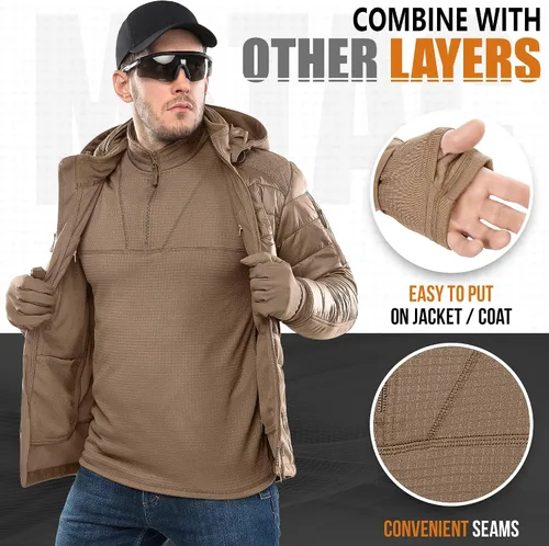 Vista 7 de M-Tac Thermal Shirt for Men Grid Fleece Lined Base Layer Compression Top for Cold Weather ECWCS Delta Level 2