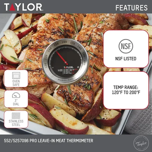 Vista 2 de Taylor Pro Series - Termómetro sin enjuague para carne, control de temperatura: 120F a 200F, negro