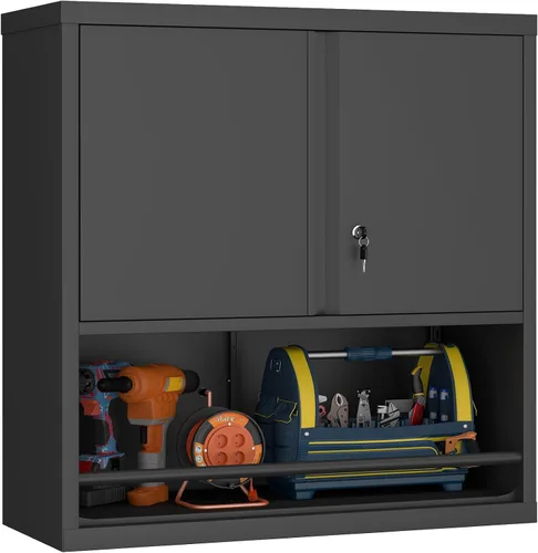 Vista 8 de GREATMEET Gabinete flotante de metal, gabinete de pared de garaje para taller, RV