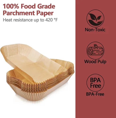 Vista 4 de 95 forros para freidora de aire para Ninja, 8.6 x 5.5 pulgadas, papel desechable para freidora de aire doble, papel pergamino antiadherente sin