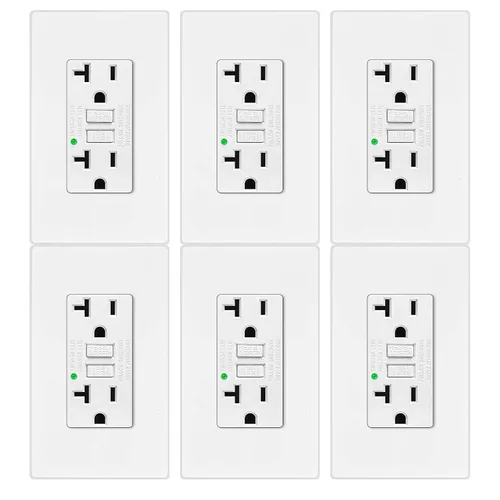 Vista 60 de Greencycle Toma GFCI de 15 amperios con puertos USB C y USB A, 1 unidad de toma eléctrica GFCI de prueba automática con USB, con indicador LED