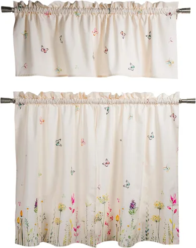 Vista 21 de Maison d' Hermine Juego de cortinas de cocina para ventanas, juego de cortinas de cocina 100% algodón, cenefas para el hogar [2 niveles