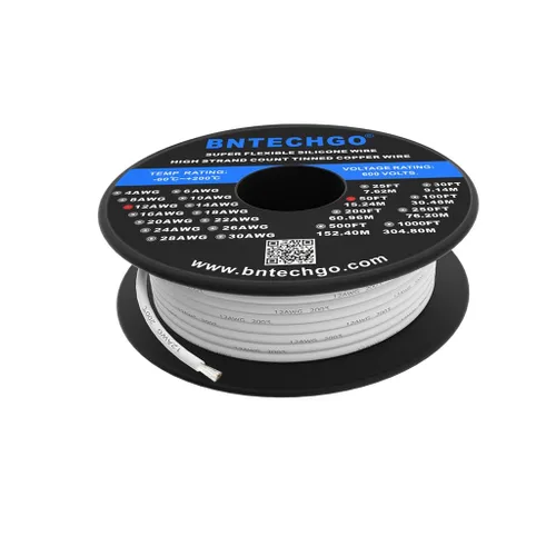 Vista 33 de BNTECHGO Carrete de alambre de silicona calibre 12, 50 pies, color marrón, flexible, 12 AWG, alambre de cobre estañado trenzado