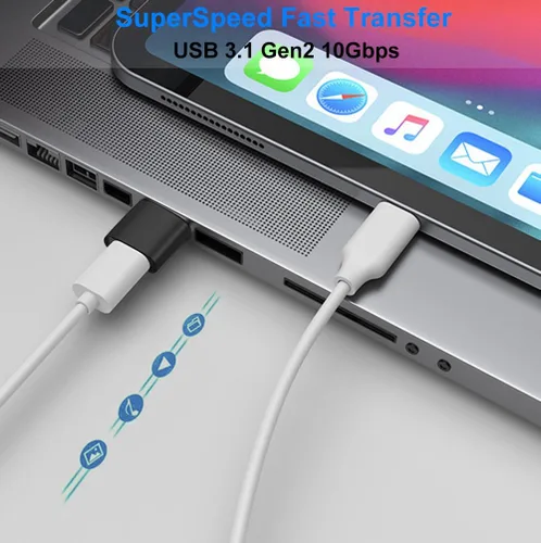 Vista 3 de Adaptador USB a USB C, USB C hembra a USB 3.1 macho adaptador de 10 Gbps compatible con iPhone 17 16 15 14 13 12, Samsung Galaxy S25 S24 S23 S22