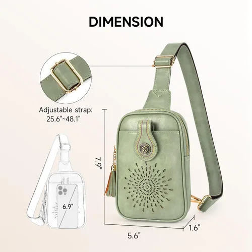 Vista 5 de APHISON Small Sling Bag Fanny Packs Phone Purse Crossbody Bags for Women Chest Bag Vegan Leather