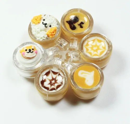 Vista 4 de 6 Mix Coffee Latte Art - Casa de muñecas en miniatura, café pequeño, bebida bebida accesorios para casa de muñecas para coleccionables