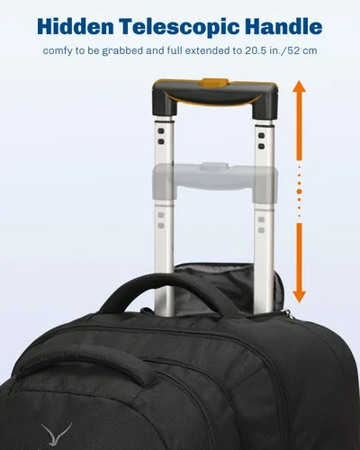 Vista 8 de Hynes Eagle Mochila de viaje 2 en 1 de 22 pulgadas, equipaje de mano de 63L, mochila con ruedas para hombres y mujeres con cubos de embalaje, juego