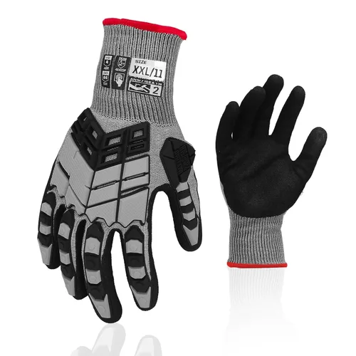 Vista 27 de Guantes de trabajo de seguridad Graloky, guantes de impacto para hombres y mujeres, guantes resistentes a cortes antideslizantes de trabajo pesado