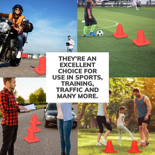 Vista 7 de Koozam Sports - Paquete de 6 conos deportivos de 6 pulgadas resistentes para entrenamiento profesional, no se vuelan con el viento o grietas