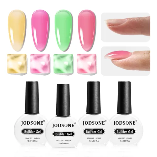 Vista 10 de JODSONE Gel Constructor para Uñas, Juego de 4 Piezas de 10ML, Fortalecedor de Puntas y Extensiones de Uñas, Necesario de Curación con Lámpara