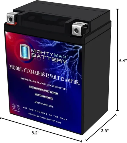 Vista 8 de Mighty Max Battery Batería YTX14AH-BS para Yamaha YFM250 Bear Tracker 250cc 1999-2004 Marca Producto