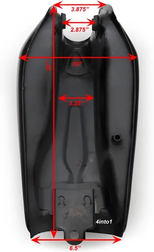 Vista 7 de The San Bruno Cafe Racer Tanque de gasolina - Negro - Depósito de gasolina y combustible para motocicleta de 2.4 galones 9L