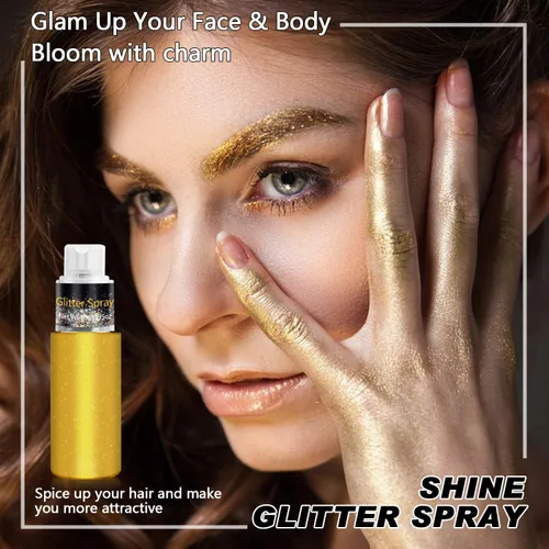 Vista 2 de Pulverizador de purpurina para cabello y cuerpo, polvo de purpurina holográfica, purpurina brillante para la cara, el cuerpo y la ropa, laca