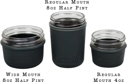 Vista 6 de Mason Jar Lifestyle - Fundas de silicona de 4 onzas para proteger bolas pequeñas, Kerr, tarros de conservas acolchados (gris carbón, paquete de 2)