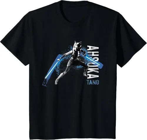 Vista 8 de Star Wars The Clone Wars Ahsoka Tano Dual Lightsabers Camiseta Asphalt Grey