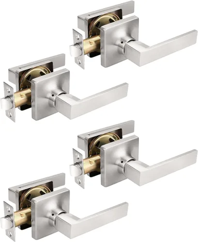Vista 17 de Mengico Paquete de 1 cerradura de puerta, manijas de puerta negras para interiores, palanca de puerta interior izquierda o derecha, manija de puerta