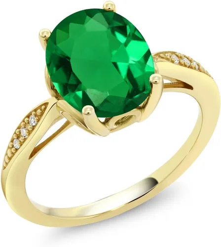Vista 50 de Gem Stone King Anillo de compromiso de oro amarillo de 14 quilates de 2-3 quilates con piedra preciosa ovalada de 0.394 x 0.315 in y diamantes