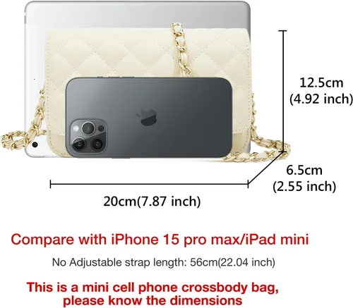 Vista 3 de FOXLOVER Mini bolso cruzado de cadena acolchada para mujer, bolso de hombro para mujer, de cuero casual